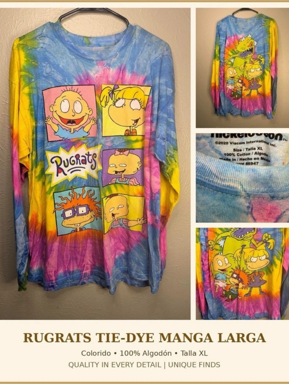 Nickelodeon Rugrats Tie-Dye Long Sleeve Graphic T-Shirt XL